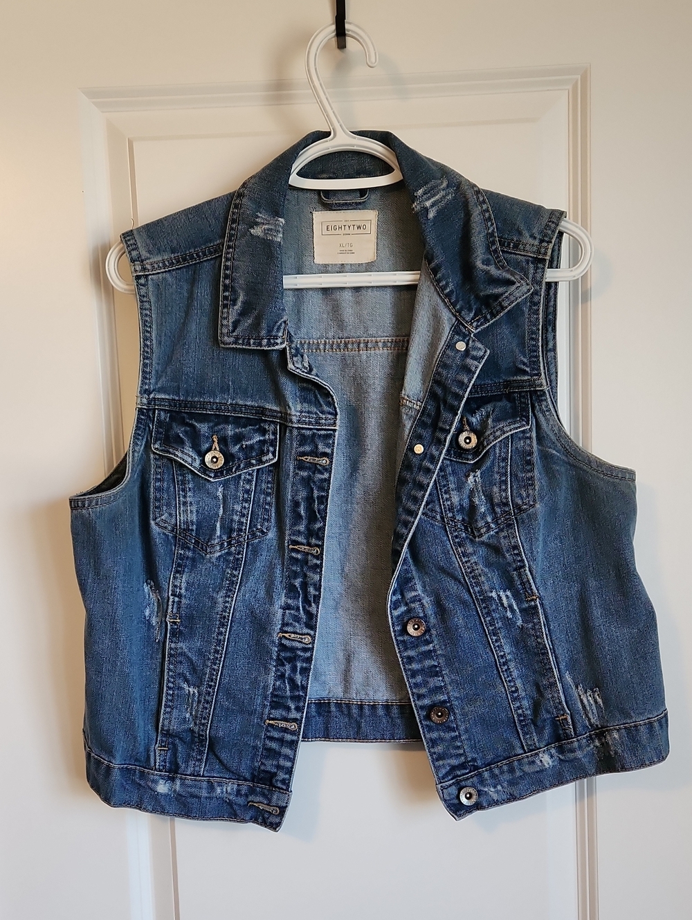 Eightytwo Distressed Denim Vest - Blue